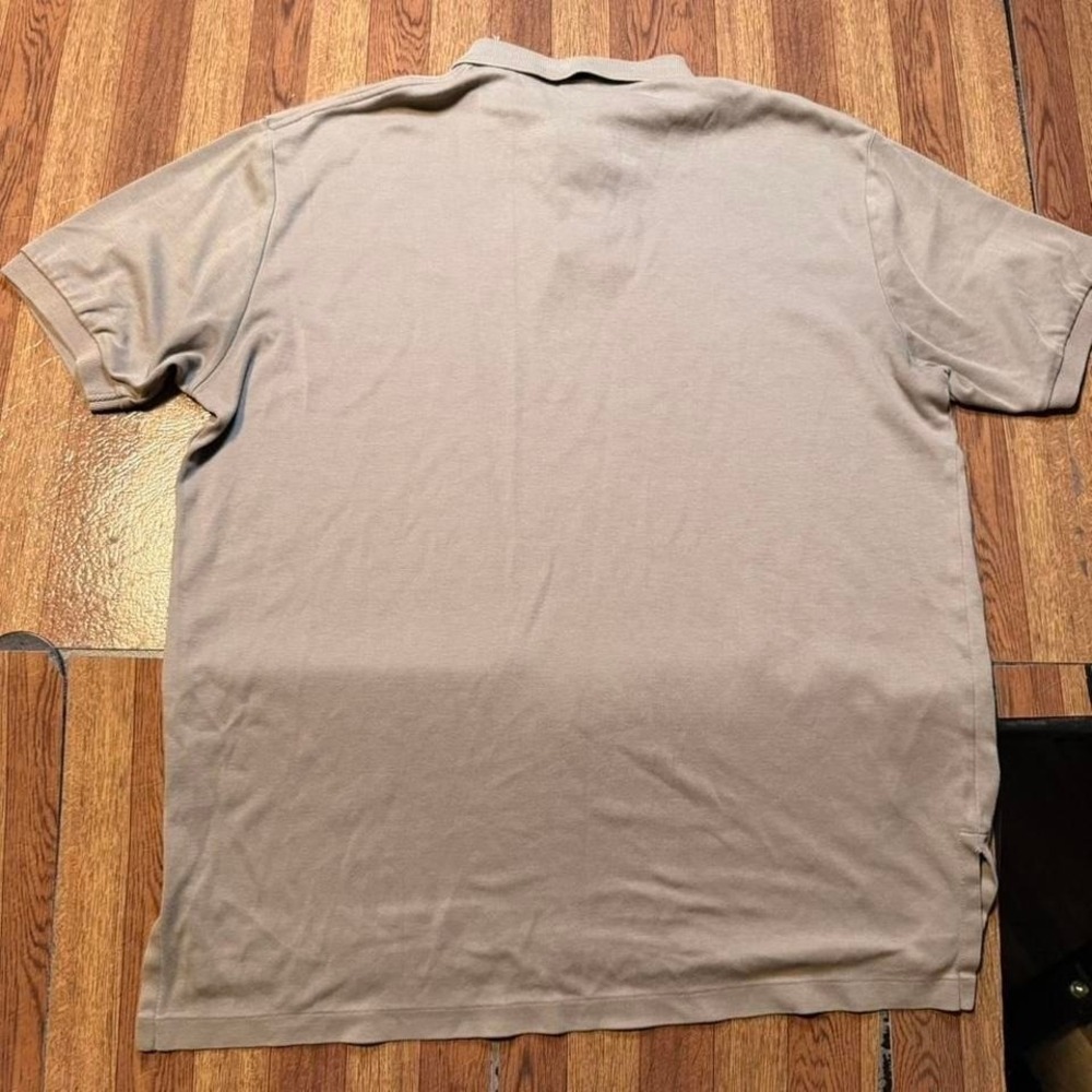 Polo Ralph Lauren Beige Brown Vtg Button Dress Polo Shirt Large - Picture 2 of 5